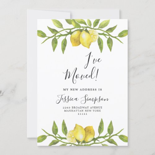 Lemons Blossom Greenery Moving Announcement Cards