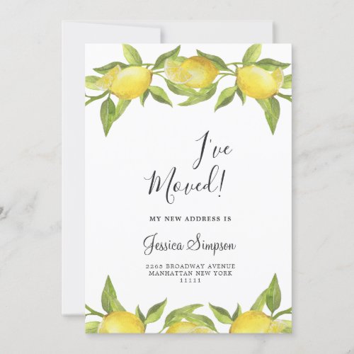 Lemons Blossom Greenery Moving Announcement Cards