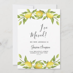 Lemons Blossom Greenery Moving Announcement Cards