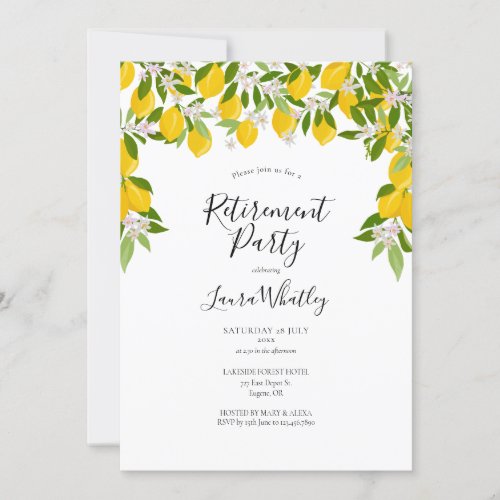 Lemons Blossom Greenery Retirement Party Invitation