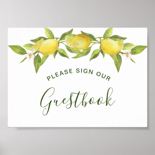 Lemons Blossom Greenery Sign Our Guestbook  Sign