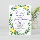 Lemons Blossom Greenery Watercolor Bridal Shower Invitation (Standing Front)