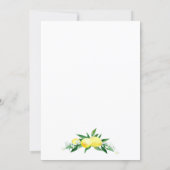 Lemons Blossom Greenery Watercolor Bridal Shower Invitation (Back)