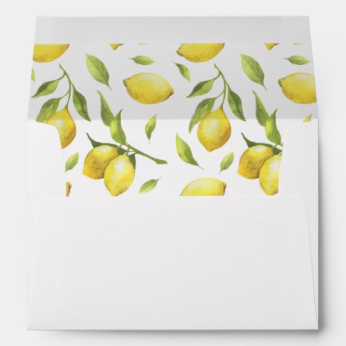 Lemons Blossom Greenery Watercolor for 5x7 card Envelope