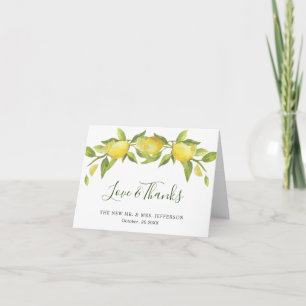 Lemons Blossom Greenery Watercolor Rustic Thank You Card