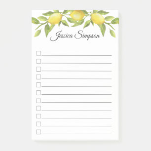 Lemons Blossom Greenery Watercolor To-Do List Post-it Notes