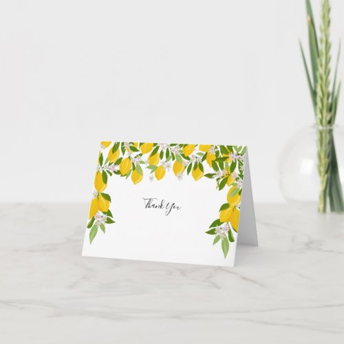 Lemons Blossom Greenery Wedding Thank You Card