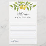 Lemons Blossom  Greenery Wishes & Advice Card<br><div class="desc">Enjoy your bridal shower with these funny games.
Personalize with the bride to be's name and date of shower. 
For further customization,  please click the "customize further" link. If you need help,  contact me please.</div>