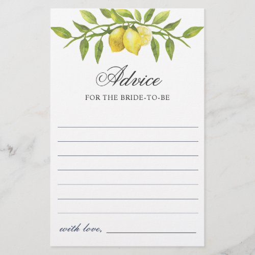 Lemons Blossom  Greenery Wishes  Advice Card