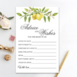Lemons Blossom  Greenery Wishes & Advice Card<br><div class="desc">Enjoy your bridal shower with these funny games.
Personalize with the bride to be's name and date of shower. 
For further customization,  please click the "customize further" link. If you need help,  contact me please.</div>