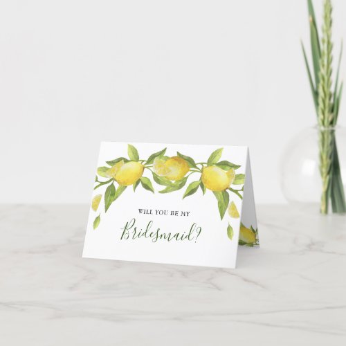 Lemons Blossom Rustic Will You Be Bridesmaid Card