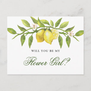 Lemons Blossom Rustic Will You Be My Flower Girl Postcard