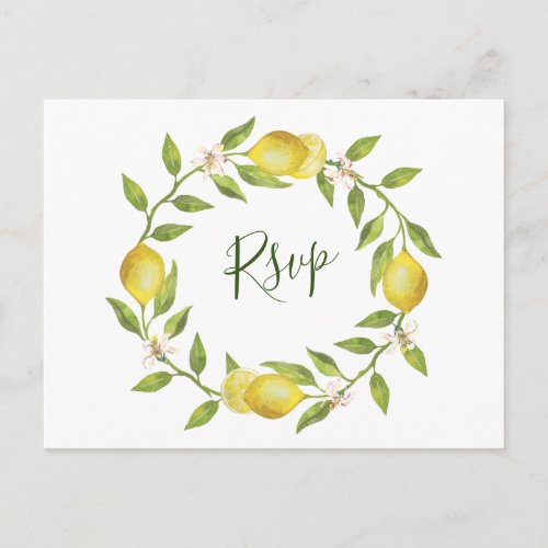 Lemons Blossom  Wedding RSVP with Meal Choice Postcard
