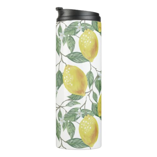 Lemons  Blossoms for Your Morning Hot Lemon Drink Thermal Tumbler