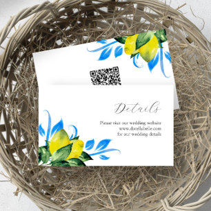 Lemons Blue and Yellow Botanical Wedding Enclosure Card