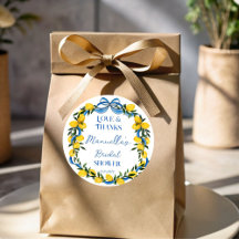 Lemons blue bow ribbon Italian bridal shower favor