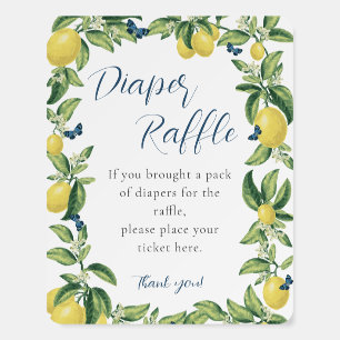 Lemons Blue Butterflies Baby Shower Diaper Raffle Foam Board
