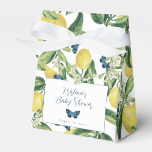 Lemons Blue Butterflies Baby Shower  Favor Box
