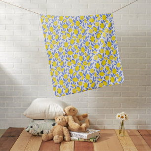 Lemons Blue Mediterranean Baby Blanket
