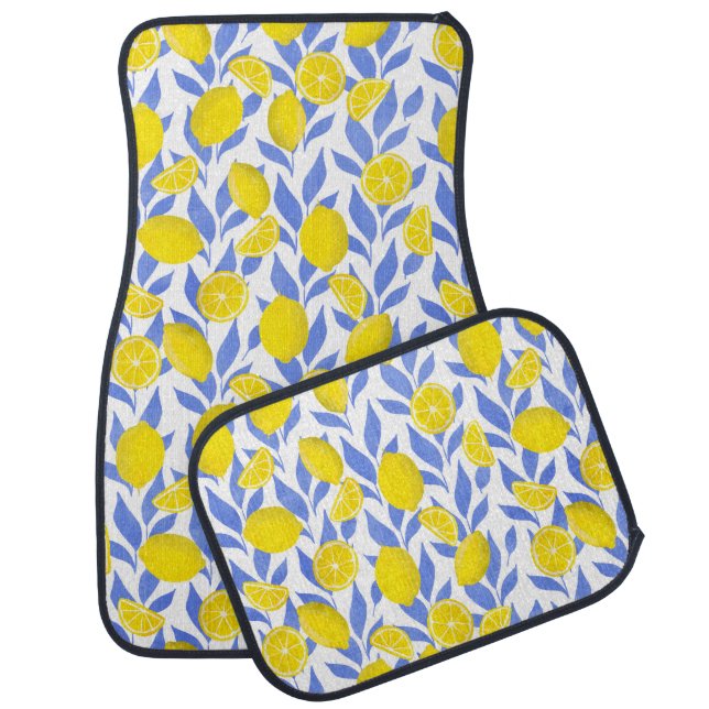 Lemons Blue Mediterranean Car Floor Mat (Set)