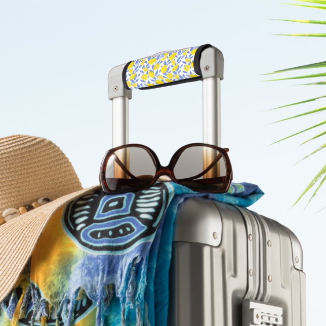 Lemons Blue Mediterranean Luggage Handle Wrap (Creator Uploaded)