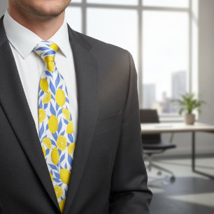 Lemons Blue Mediterranean Neck Tie