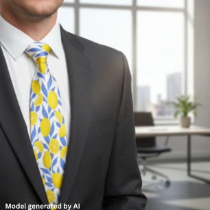 Lemons Blue Mediterranean Neck Tie