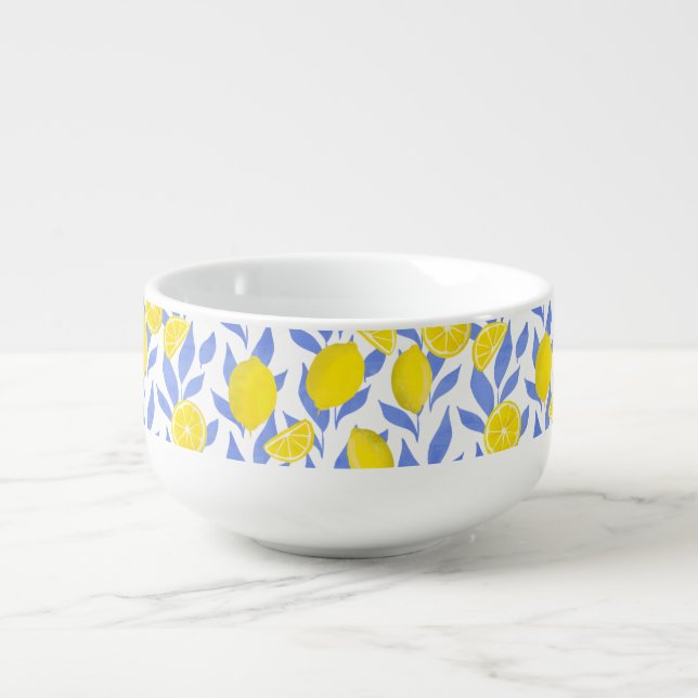 Lemons Blue Mediterranean Soup Mug (Front)