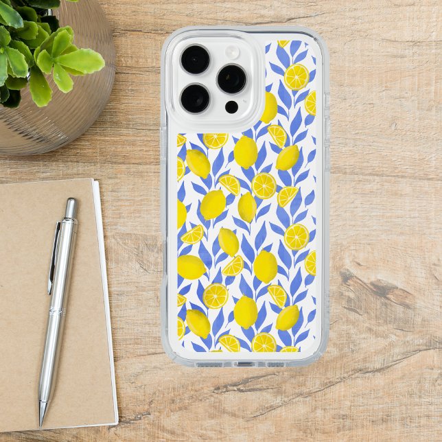 Lemons Blue Mediterranean Speck iPhone Case (Creator Uploaded)