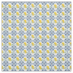 Lemons &amp; Blue Moroccan Tile Pattern Fabric