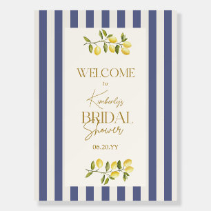 Lemons Blue Striped Bridal Shower Welcome Sign