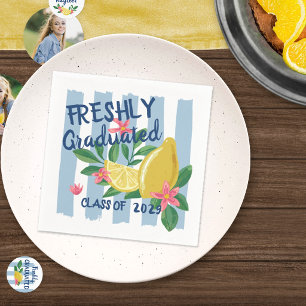 Lemons Blue Stripes Freshly Graduated Class Of Napkins