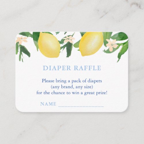 Lemons Blue Tiles Diaper Raffle Boy Baby Shower Enclosure Card - A simple and flexible insert card design to match my Amalfi Lemons Blue Tiles Shower Invitation range.

I've set this up for a Diaper Raffle insert card / ticket but all of the text fields are completely flexible.