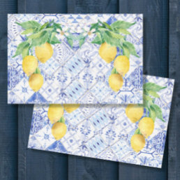 Lemons Blue White Tile Rustic Farmhouse Decoupage Tissue Paper