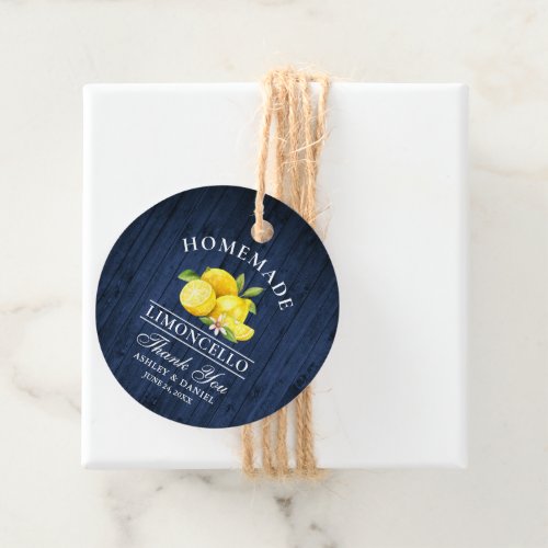 Lemons Blue Wood Limoncello Thank You Twine Tags