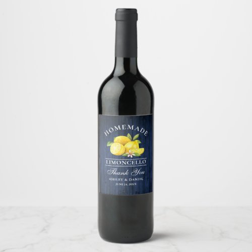 Lemons Blue Wood Limoncello Thanks Bottle Labels