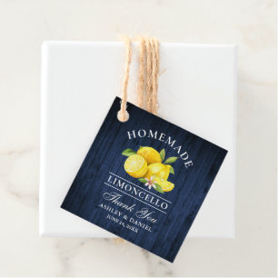 Lemons Blue Wood Limoncello Thanks Square Twine Favor Tags