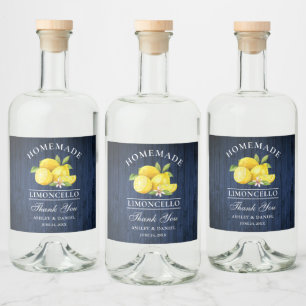 Lemons Blue Wood Thanks Limoncello Bottle Labels