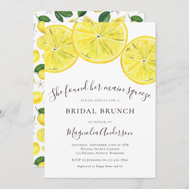 Lemons Bridal Brunch Invitation (Front/Back)
