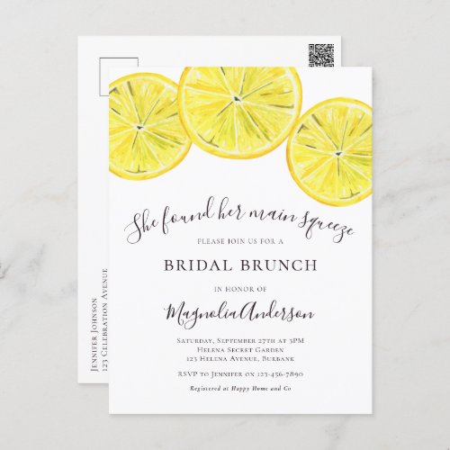 Lemons Bridal Brunch Invitation Postcard