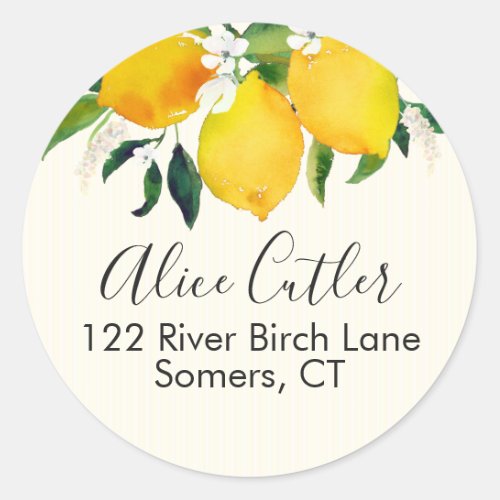 Lemons Bridal Shower Circle Address Envelope Seal