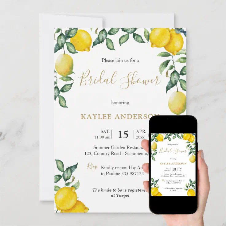 Lemons Bridal Shower invitation card Zazzle