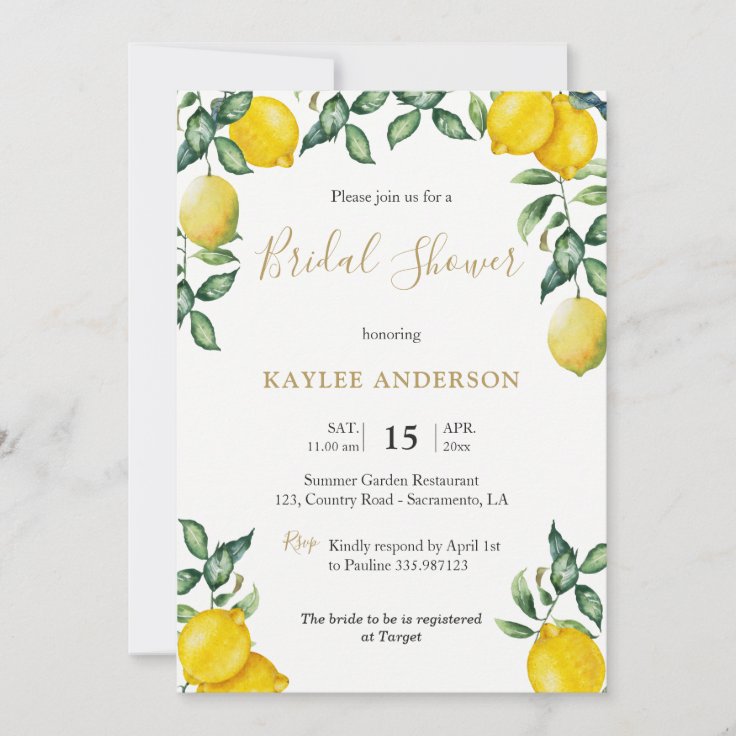 Lemons Bridal Shower invitation card | Zazzle