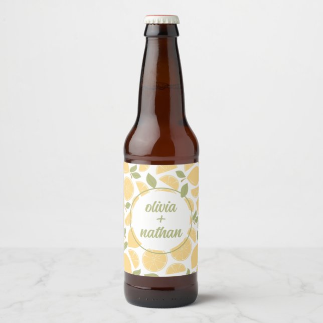 Lemons Bridal Shower or Wedding Personalized Beer Bottle Label (Front)
