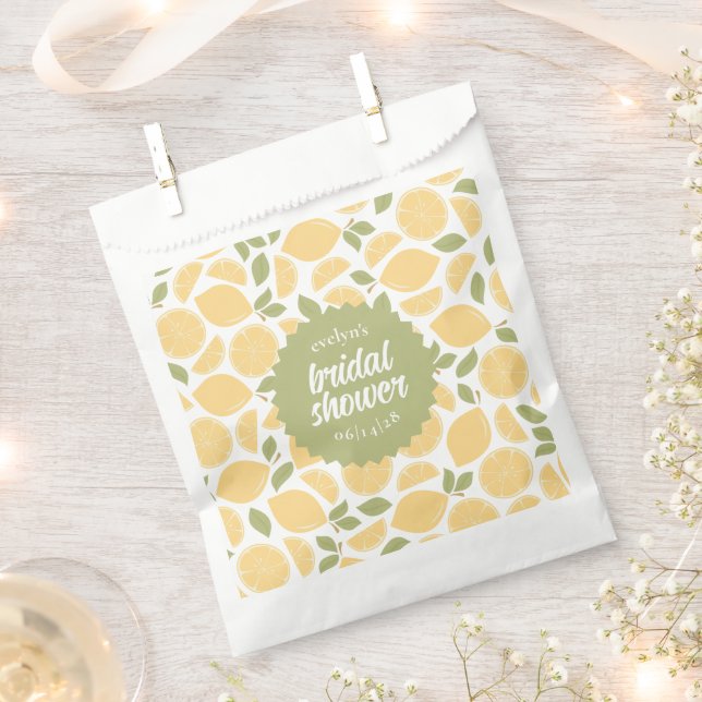 Lemons Bridal Shower or Wedding Personalized Favor Bag (Clipped)