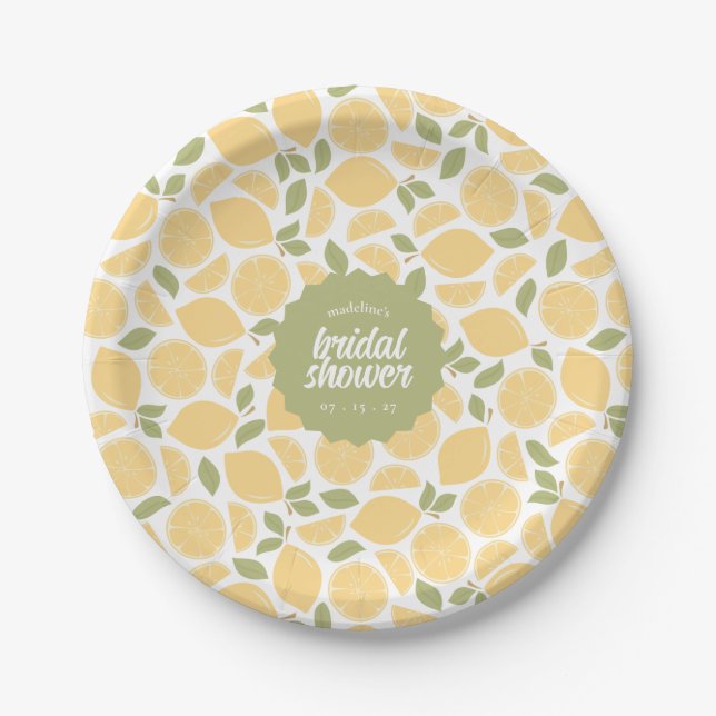 Lemons Bridal Shower or Wedding Personalized Paper Plates (Front)