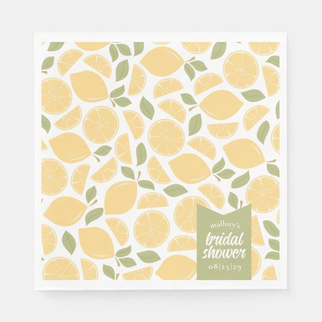 Lemons Bridal Shower Personalized Napkins (Front)