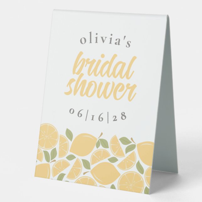 Lemons Bridal Shower Personalized Table Tent (Front)