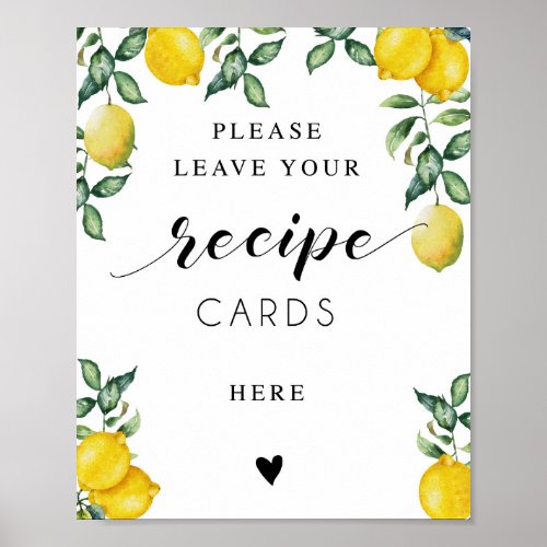 Lemons Bridal Shower sign Recipe cards Here