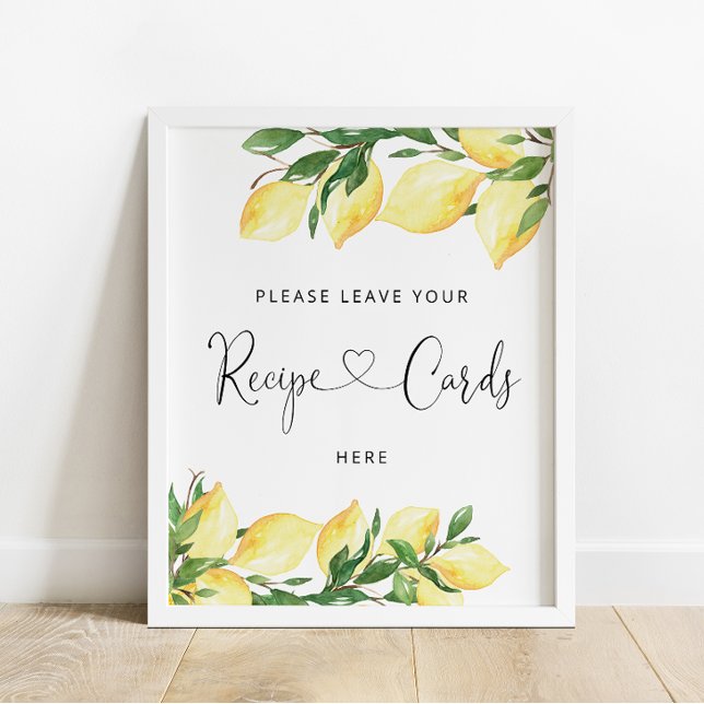 Lemons Bridal Shower sign Recipe Cards Here Poster (Creator Uploaded)
